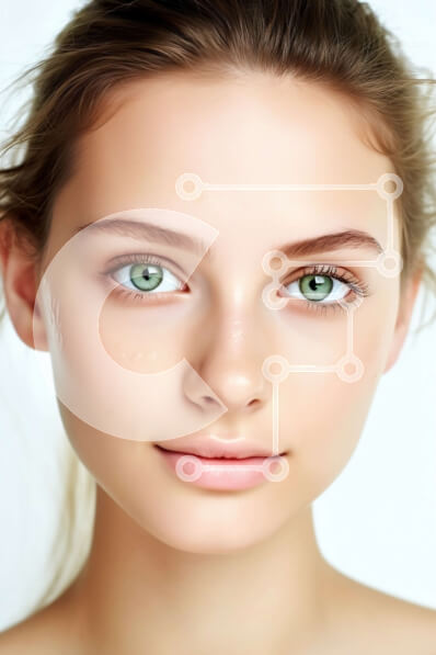 Intra Συλλεκτικό Ξύλινο Παζλ Plywood  4mm - Νεαρή γυναίκα με καθαρό δέρμα και πράσινα μάτια Σε Ξύλινο Κουτί - Διαστάσεις Puzzle: 10x10 cm – 25 κομμάτια