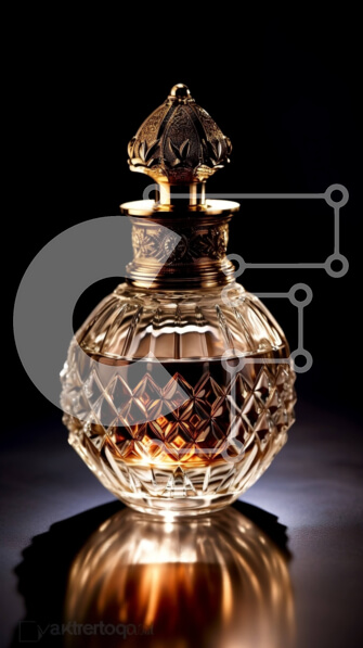 Intra Συλλεκτικό Ξύλινο Παζλ Plywood  4mm - Κομψό γυάλινο μπουκάλι με περίπλοκο σχέδιο και χρυσό καπάκι Σε Ξύλινο Κουτί - Διαστάσεις: 10x10 cm – 25 κομμάτια