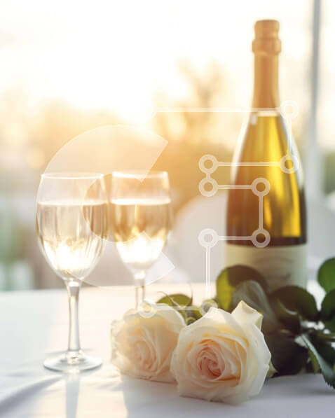 Intra Συλλεκτικό Ξύλινο Παζλ Plywood  4mm - Ρομαντική γιορτή κρασιού με τριαντάφυλλα και φίλους Σε Ξύλινο Κουτί - Διαστάσεις Puzzle: 10x10 cm – 25 κομμάτια