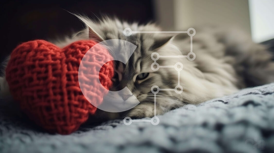 Intra Συλλεκτικό Ξύλινο Παζλ Plywood  4mm - Χαριτωμένη γκρίζα γάτα σε πορτοκαλί κουβέρτα με μαξιλάρι σε σχήμα καρδιάς Σε Ξύλινο Κουτί - Διαστάσεις: 10x10 cm – 25 κομμάτια