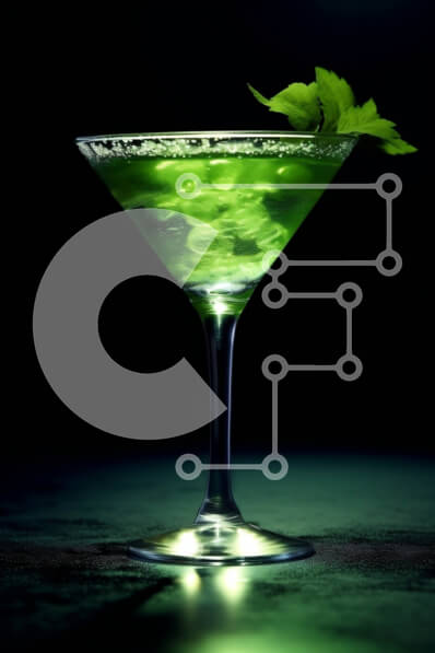 Σετ των 2 Intra Συλλεκτικό Ξύλινο Παζλ Plywood  4mm - Δροσιστικό πράσινο κοκτέιλ με μέντα σε ποτήρι Martini Σε Ξύλινο Κουτί - Διαστάσεις: 10x10 cm – 25 κομμάτια