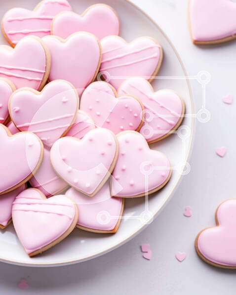 Σετ των 2 Intra Συλλεκτικό Ξύλινο Παζλ Plywood  4mm - Λαχταριστά μπισκότα σε σχήμα καρδιάς με πολύχρωμα πασπάλισμα και διακοσμητικά Σε Ξύλινο Κουτί - Διαστάσεις: 10x10 cm – 25 κομμάτια