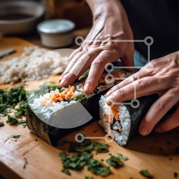 Σετ των 2 Intra Συλλεκτικό Ξύλινο Παζλ Plywood  4mm - Νόστιμα ρολά σούσι έτοιμα για σερβίρισμα Σε Ξύλινο Κουτί - Διαστάσεις: 10x10 cm – 25 κομμάτια