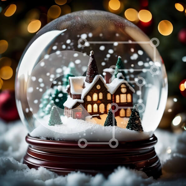 Intra Συλλεκτικό Ξύλινο Παζλ Plywood  4mm - Όμορφη χειμερινή σκηνή με Snow Globe και Miniature Village Σε Ξύλινο Κουτί - Διαστάσεις Puzzle: 10x10 cm – 25 κομμάτια