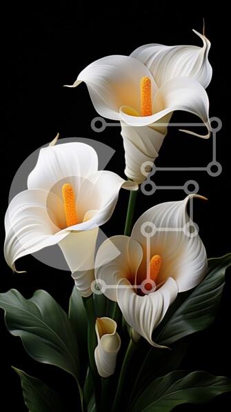 Σετ των 2 Intra Συλλεκτικό Ξύλινο Παζλ Plywood  4mm - Κομψή φωτογραφία της ανθοδέσμης White Calla Lilies σε μαύρο φόντο Σε Ξύλινο Κουτί - Διαστάσεις: 10x10 cm – 25 κομμάτια