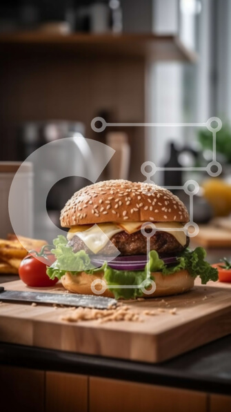 Intra Συλλεκτικό Ξύλινο Παζλ Plywood  4mm - Ικανοποιήστε τις λιγούρες σας με τη ζουμερή μας εικόνα χάμπουργκερ Σε Ξύλινο Κουτί - Διαστάσεις: 10x10 cm – 25 κομμάτια