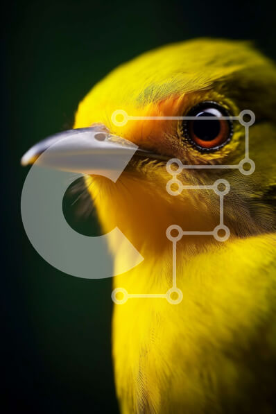 Σετ των 2 Intra Συλλεκτικό Ξύλινο Παζλ Plywood  4mm - Όμορφη κοντινή λήψη ενός κίτρινου πουλιού με καστανά μάτια και μαύρο ράμφος Σε Ξύλινο Κουτί - Διαστάσεις: 10x10 cm – 25 κομμάτια