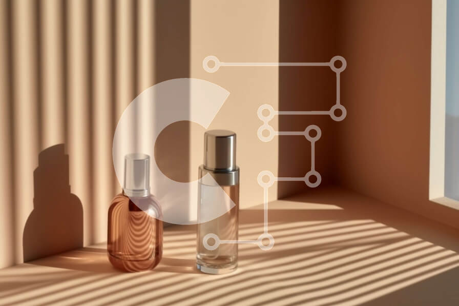 Intra Συλλεκτικό Ξύλινο Παζλ Plywood  4mm - Κομψά μπουκάλια αρώματος σε ένα περβάζι με κάθετες περσίδες Σε Ξύλινο Κουτί - Διαστάσεις Puzzle: 10x10 cm – 25 κομμάτια