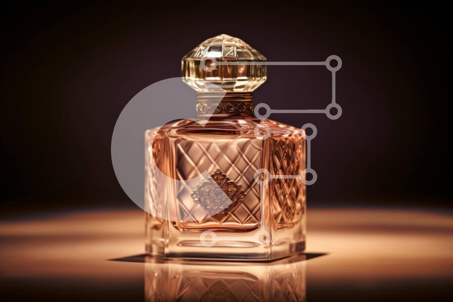 Intra Συλλεκτικό Ξύλινο Παζλ Plywood  4mm - Κομψό μπουκάλι αρώματος σε μια σκοτεινή επιφάνεια Σε Ξύλινο Κουτί - Διαστάσεις Puzzle: 10x10 cm – 25 κομμάτια