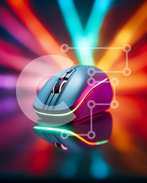 Intra Συλλεκτικό Ξύλινο Παζλ Plywood  4mm - Πολύχρωμο ποντίκι υπολογιστή με εφέ φωτός Σε Ξύλινο Κουτί - Διαστάσεις Puzzle: 10x10 cm – 25 κομμάτια