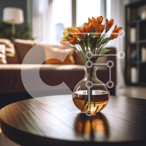 Intra Συλλεκτικό Ξύλινο Παζλ Plywood  4mm - Όμορφη εικόνα με πορτοκαλί τουλίπες σε βάζο Σε Ξύλινο Κουτί - Διαστάσεις Puzzle: 10x10 cm – 25 κομμάτια