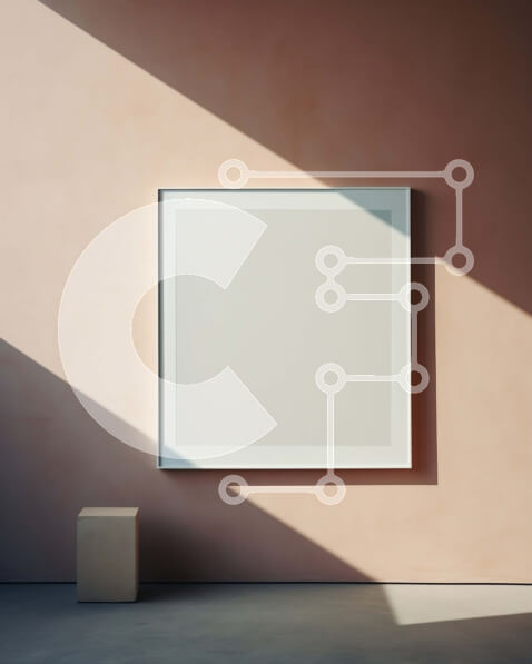 Intra Συλλεκτικό Ξύλινο Παζλ Plywood  4mm - Κενό λευκό πλαίσιο που κρέμεται σε ροζ τοίχο σε φωτεινό δωμάτιο Σε Ξύλινο Κουτί - Διαστάσεις Puzzle: 10x10 cm – 25 κομμάτια