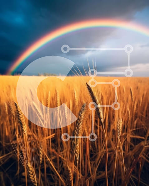 Intra Συλλεκτικό Ξύλινο Παζλ Plywood  4mm - Όμορφη εικόνα ενός χρυσού χωραφιού σίτου με ένα ουράνιο τόξο Σε Ξύλινο Κουτί - Διαστάσεις: 10x10 cm – 25 κομμάτια