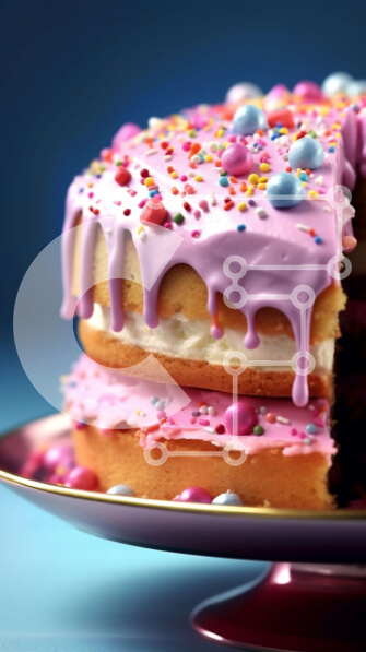 Intra Συλλεκτικό Ξύλινο Παζλ Plywood  4mm - Λαχταριστό κέικ με στρώσεις με ροζ παγωμένο και ψεκασμοί Σε Ξύλινο Κουτί - Διαστάσεις: 10x10 cm – 25 κομμάτια