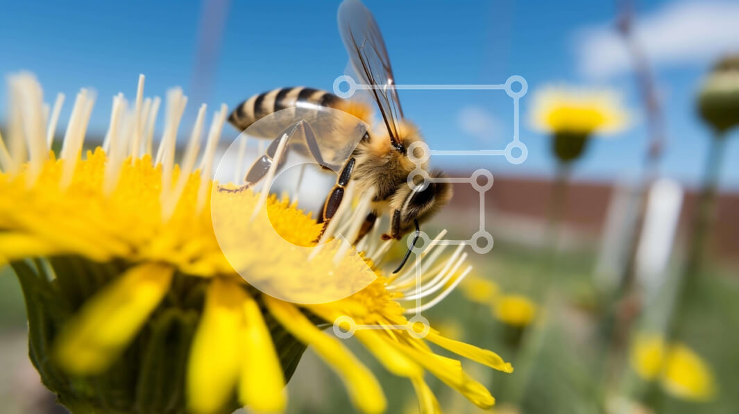 Intra Συλλεκτικό Ξύλινο Παζλ Plywood  4mm - Μέλισσα σε ένα κίτρινο λουλούδι της πικραλίδας Σε Ξύλινο Κουτί - Διαστάσεις: 10x10 cm – 25 κομμάτια