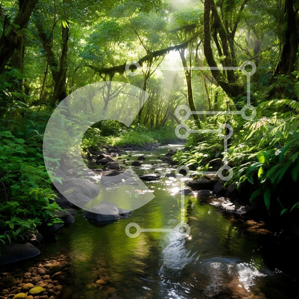 Intra Συλλεκτικό Ξύλινο Παζλ Plywood  4mm - Όμορφη εικόνα ενός ρεύματος τροπικού δάσους Σε Ξύλινο Κουτί - Διαστάσεις: 10x10 cm – 25 κομμάτια