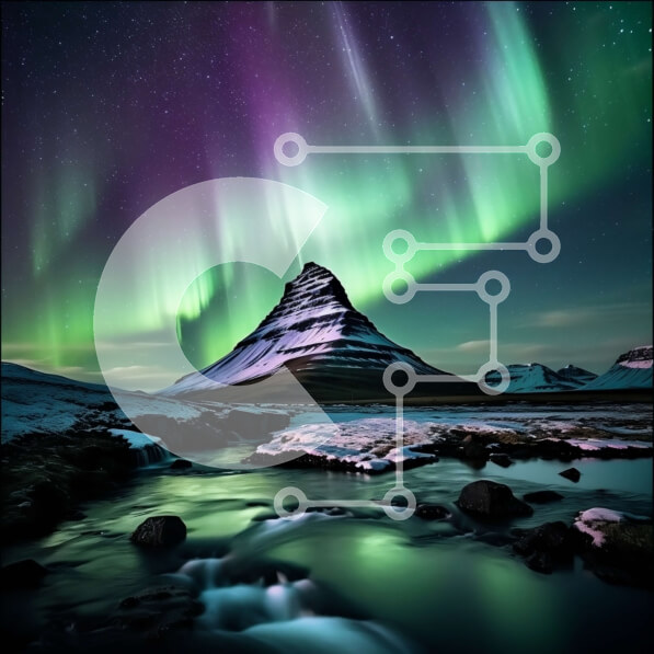 Intra Συλλεκτικό Ξύλινο Παζλ Plywood  4mm - Εκπληκτική εικόνα ενός βουνού με φόντο το βόρειο σέλας Σε Ξύλινο Κουτί - Διαστάσεις: 10x10 cm – 25 κομμάτια