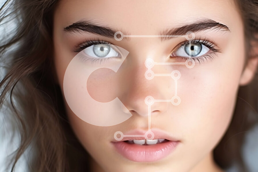 Intra Συλλεκτικό Ξύλινο Παζλ Plywood  4mm - Εκπληκτικό πορτρέτο μιας νεαρής γυναίκας με μακριά, σγουρά μαλλιά και μπλε μάτια Σε Ξύλινο Κουτί - Διαστάσεις Puzzle: 10x10 cm – 25 κομμάτια