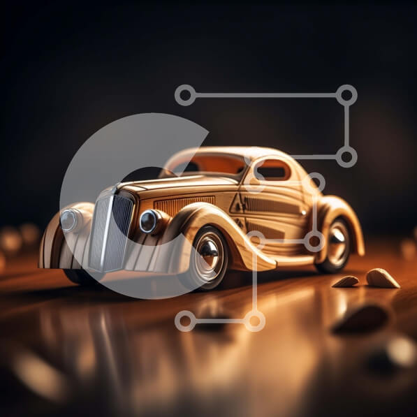 Intra Συλλεκτικό Ξύλινο Παζλ Plywood  4mm - Κομψό και λαμπερό Vintage αυτοκίνητο στην οθόνη Σε Ξύλινο Κουτί - Διαστάσεις Puzzle: 10x10 cm – 25 κομμάτια