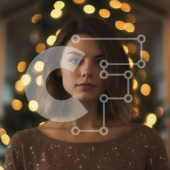 Intra Συλλεκτικό Ξύλινο Παζλ Plywood  4mm - Όμορφη εικόνα μιας γυναίκας και ενός χριστουγεννιάτικου δέντρου Σε Ξύλινο Κουτί - Διαστάσεις: 10x10 cm – 25 κομμάτια