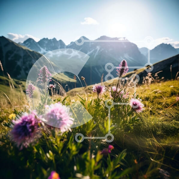 Intra Συλλεκτικό Ξύλινο Παζλ Plywood  4mm - Όμορφο χωράφι με αγριολούλουδα στις ελβετικές Άλπεις Σε Ξύλινο Κουτί - Διαστάσεις Puzzle: 10x10 cm – 25 κομμάτια