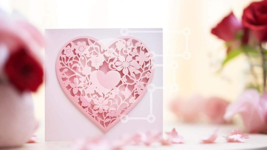 Intra Συλλεκτικό Ξύλινο Παζλ Plywood  4mm - Ρομαντική κάρτα για την ημέρα του Αγίου Βαλεντίνου με καρδιά και τριαντάφυλλα Σε Ξύλινο Κουτί - Διαστάσεις: 10x10 cm – 25 κομμάτια