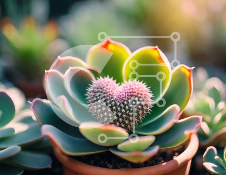 Intra Συλλεκτικό Ξύλινο Παζλ Plywood  4mm - Παχύφυτα σε σχήμα καρδιάς σε γλάστρες - Διακόσμηση για τον κήπο σας Σε Ξύλινο Κουτί - Διαστάσεις: 10x10 cm – 25 κομμάτια