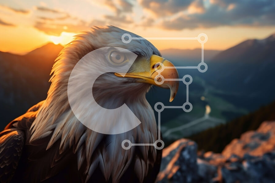 Σετ των 2 Intra Συλλεκτικό Ξύλινο Παζλ Plywood  4mm - Εκπληκτική εικόνα ενός φαλακρού αετού σε μαγευτική στάση Σε Ξύλινο Κουτί - Διαστάσεις: 10x10 cm – 25 κομμάτια