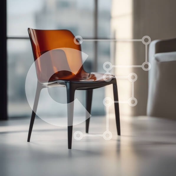 Intra Συλλεκτικό Ξύλινο Παζλ Plywood  4mm - Μοντέρνα μινιμαλιστική καρέκλα τραπεζαρίας με θέα στον ορίζοντα της πόλης Σε Ξύλινο Κουτί - Διαστάσεις Puzzle: 10x10 cm – 25 κομμάτια