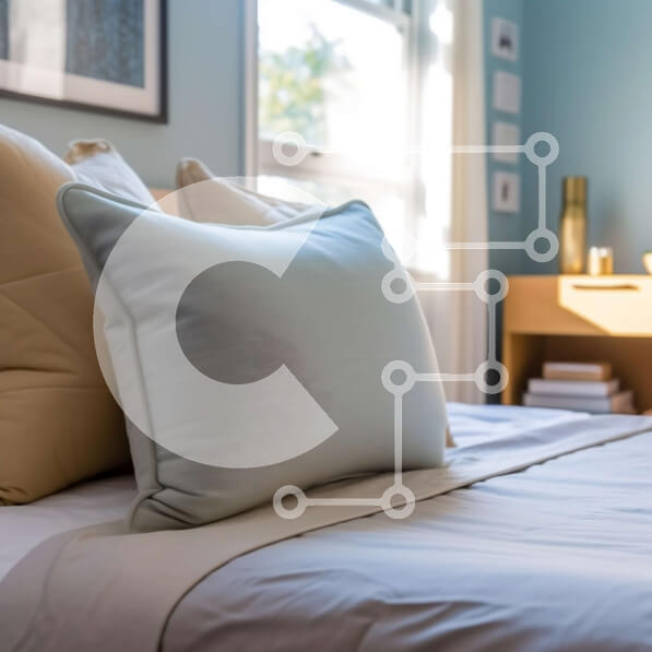 Intra Συλλεκτικό Ξύλινο Παζλ Plywood  4mm - Άνετο μπλε υπνοδωμάτιο με κρεβάτι, παράθυρο και γραφείο Σε Ξύλινο Κουτί - Διαστάσεις Puzzle: 10x10 cm – 25 κομμάτια