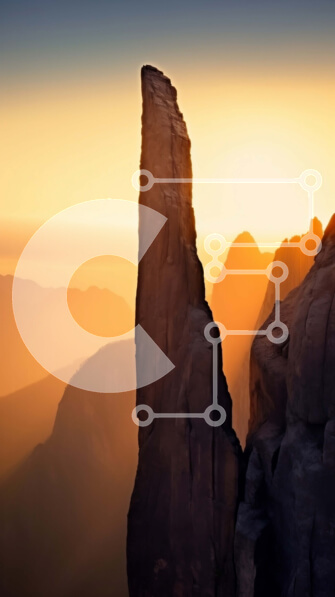 Σετ των 2 Intra Συλλεκτικό Ξύλινο Παζλ Plywood  4mm - Σχηματισμός βράχου πυραμίδας στο βουνό στο ηλιοβασίλεμα Σε Ξύλινο Κουτί - Διαστάσεις: 10x10 cm – 25 κομμάτια