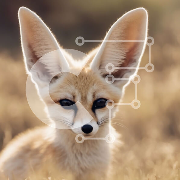 Intra Συλλεκτικό Ξύλινο Παζλ Plywood  4mm - Νεαρή αλεπού Fennec στην έρημο Σε Ξύλινο Κουτί - Διαστάσεις: 10x10 cm – 25 κομμάτια