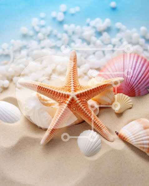 Intra Συλλεκτικό Ξύλινο Παζλ Plywood  4mm - Σκηνή παραλίας με κοχύλια και αστερίες Σε Ξύλινο Κουτί - Διαστάσεις: 10x10 cm – 25 κομμάτια