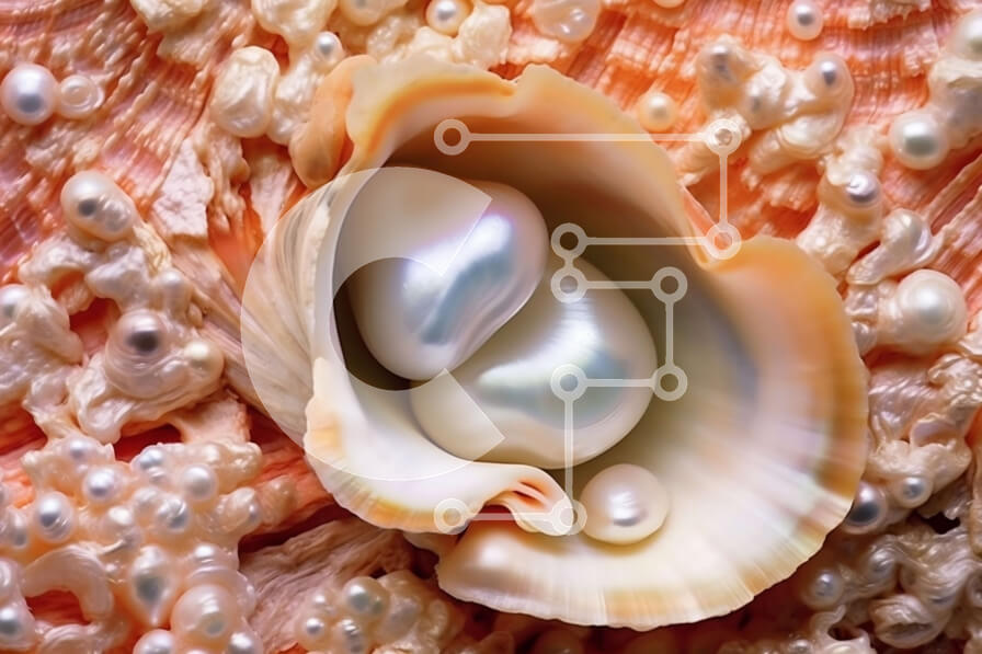 Intra Συλλεκτικό Ξύλινο Παζλ Plywood  4mm - Όμορφη κοντινή εικόνα του μαργαριταρένιου κοχυλιού στρειδιών με μαργαριτάρια μέσα Σε Ξύλινο Κουτί - Διαστάσεις: 10x10 cm – 25 κομμάτια