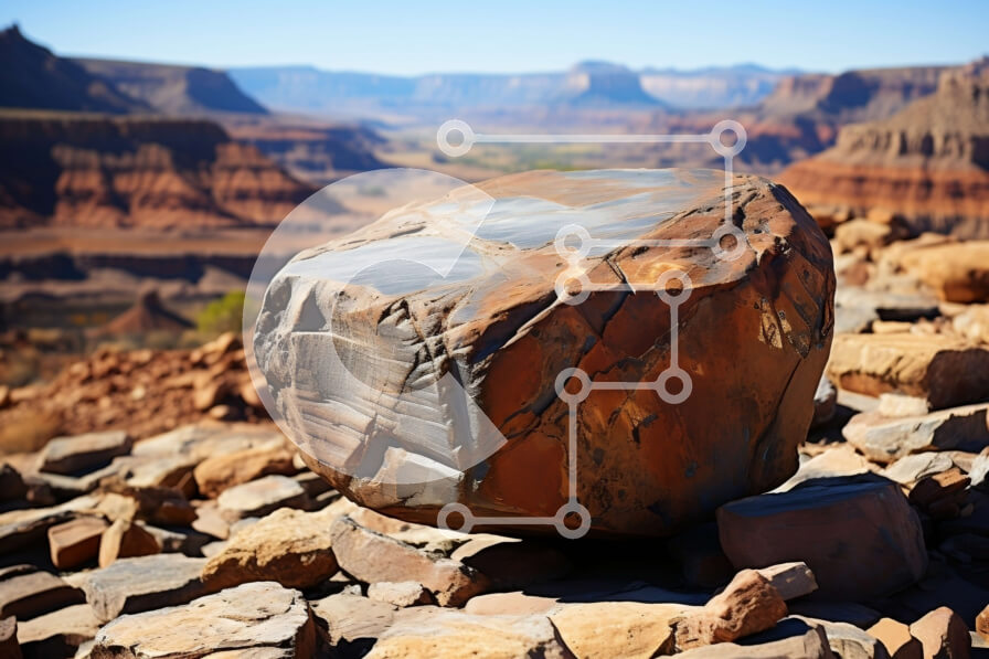 Intra Συλλεκτικό Ξύλινο Παζλ Plywood  4mm - Εκπληκτικό τοπίο ενός μεγάλου βράχου στην άκρη ενός φαραγγιού Σε Ξύλινο Κουτί - Διαστάσεις: 10x10 cm – 25 κομμάτια