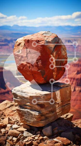 Σετ των 2 Intra Συλλεκτικό Ξύλινο Παζλ Plywood  4mm - Εκπληκτική εικόνα ενός κόκκινου βράχου που ισορροπεί στην κορυφή άλλων βράχων στην έρημο Σε Ξύλινο Κουτί - Διαστάσεις: 10x10 cm – 25 κομμάτια