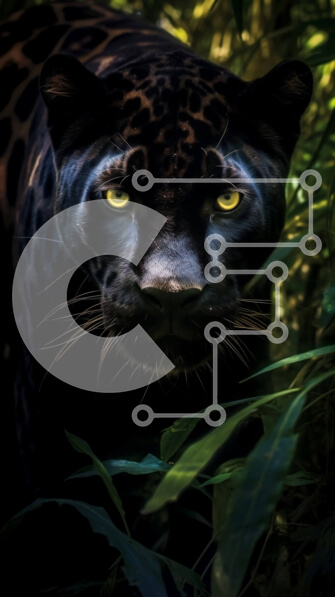 Σετ των 2 Intra Συλλεκτικό Ξύλινο Παζλ Plywood  4mm - Κομψή και ισχυρή μαύρη τζάγκουαρ στη ζούγκλα Σε Ξύλινο Κουτί - Διαστάσεις: 10x10 cm – 25 κομμάτια