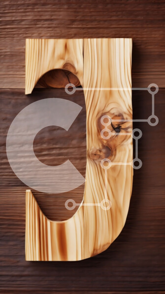 Intra Συλλεκτικό Ξύλινο Παζλ Plywood  4mm - Ρουστίκ ξύλινο γράμμα J σε σκούρο ξύλινο φόντο Σε Ξύλινο Κουτί - Διαστάσεις: 10x10 cm – 25 κομμάτια