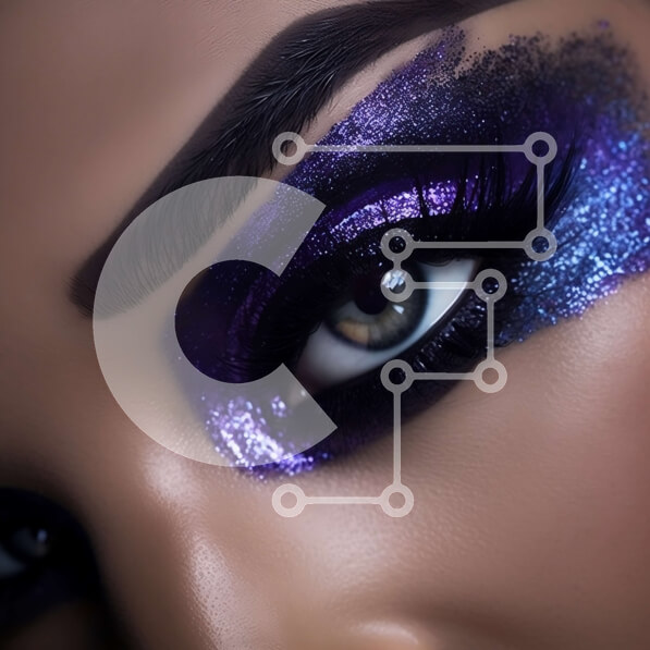 Σετ των 2 Intra Συλλεκτικό Ξύλινο Παζλ Plywood  4mm - Όμορφο κοντινό πλάνο γυναικείου ματιού με γκλίτερ μακιγιάζ ματιών Σε Ξύλινο Κουτί - Διαστάσεις: 10x10 cm – 25 κομμάτια