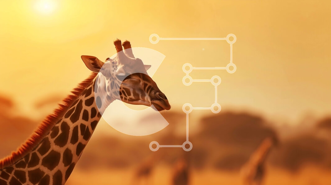 Intra Συλλεκτικό Ξύλινο Παζλ Plywood  4mm - Καμηλοπάρδαλη σε ένα ανοιχτό πεδίο στο ηλιοβασίλεμα Σε Ξύλινο Κουτί - Διαστάσεις: 10x10 cm – 25 κομμάτια