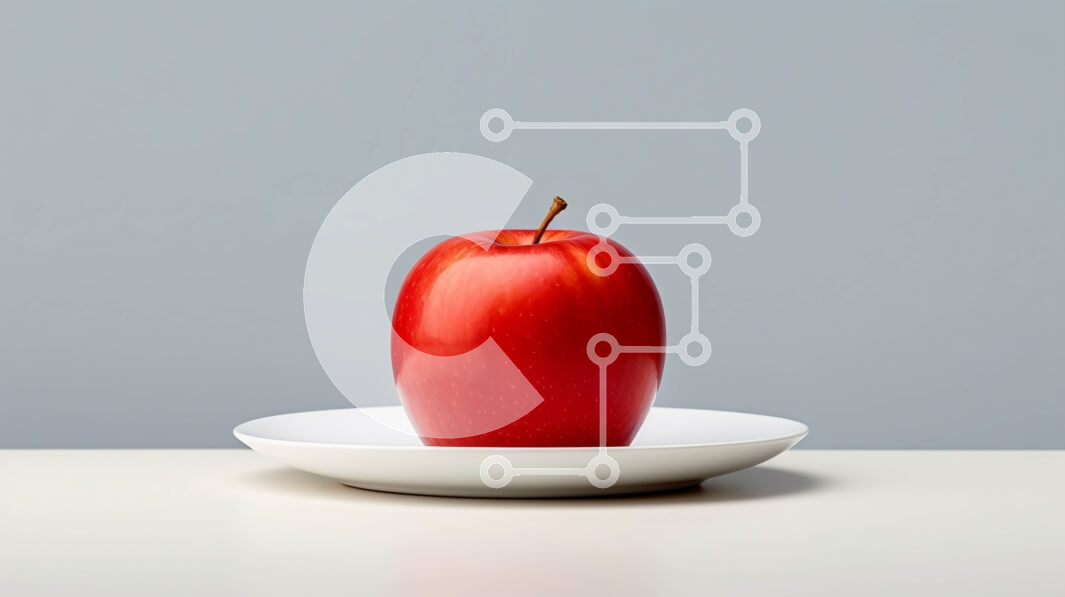 Σετ των 2 Intra Συλλεκτικό Ξύλινο Παζλ Plywood  4mm - Κόκκινο μήλο σε ένα άσπρο πιάτο Σε Ξύλινο Κουτί - Διαστάσεις: 10x10 cm – 25 κομμάτια