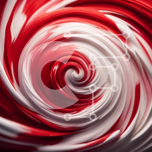 Σετ των 2 Intra Συλλεκτικό Ξύλινο Παζλ Plywood  4mm - Πολύχρωμη και παιχνιδιάρικη εικόνα του κόκκινου και λευκού νήματος καραμέλας στροβιλισμού Σε Ξύλινο Κουτί - Διαστάσεις: 10x10 cm – 25 κομμάτια