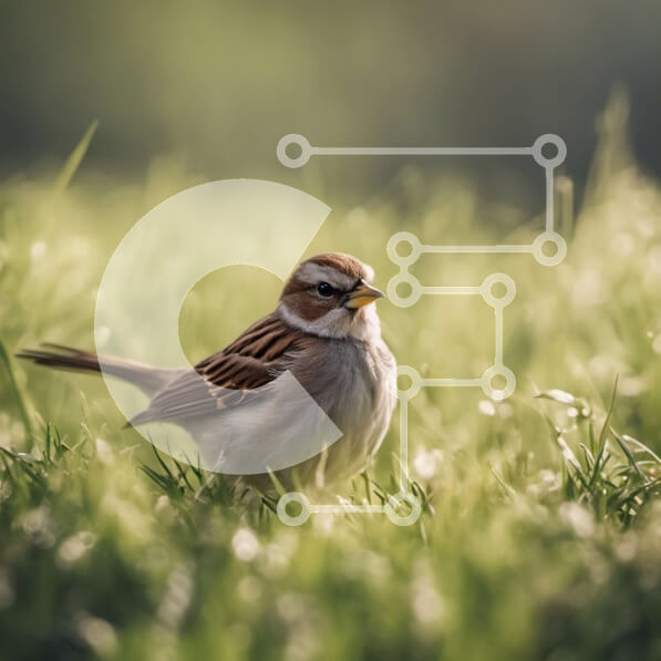 Intra Συλλεκτικό Ξύλινο Παζλ Plywood  4mm - Σπουργίτι στο γρασίδι σε ένα χωράφι Σε Ξύλινο Κουτί - Διαστάσεις: 10x10 cm – 25 κομμάτια