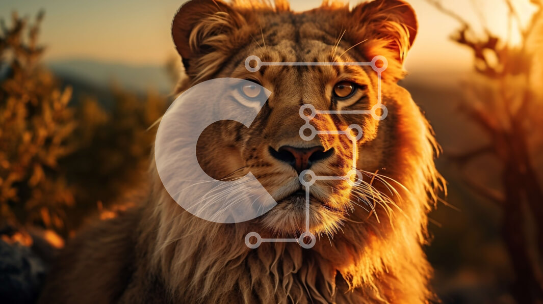 Σετ των 2 Intra Συλλεκτικό Ξύλινο Παζλ Plywood  4mm - Σοβαρό λιοντάρι με διεσταλμένα καστανά μάτια Σε Ξύλινο Κουτί - Διαστάσεις: 10x10 cm – 25 κομμάτια