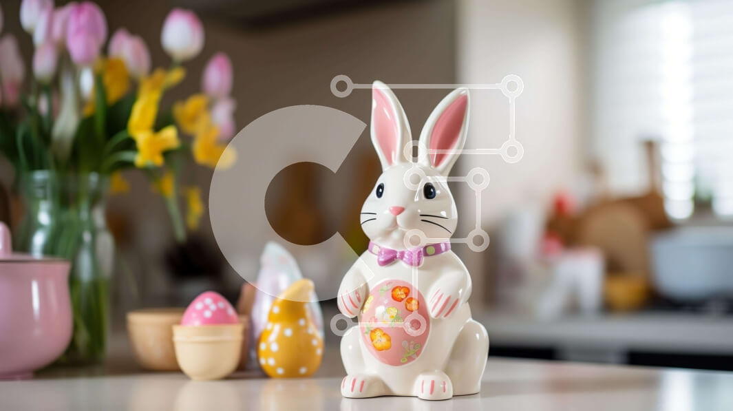 Intra Συλλεκτικό Ξύλινο Παζλ Plywood  4mm - Ειδώλιο λαγουδάκι του Πάσχα σε τραπέζι με θέμα το Πάσχα Σε Ξύλινο Κουτί - Διαστάσεις: 10x10 cm – 25 κομμάτια