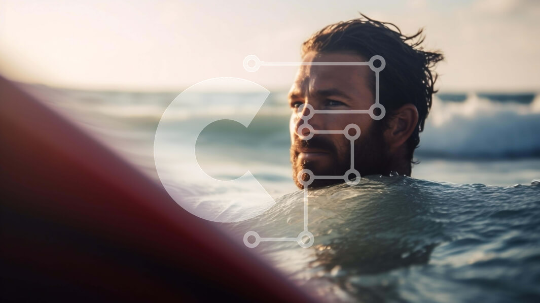 Intra Συλλεκτικό Ξύλινο Παζλ Plywood  4mm - Άνθρωπος που κάνει σερφ στον ωκεανό με σανίδα του σερφ Σε Ξύλινο Κουτί - Διαστάσεις Puzzle: 10x10 cm – 25 κομμάτια