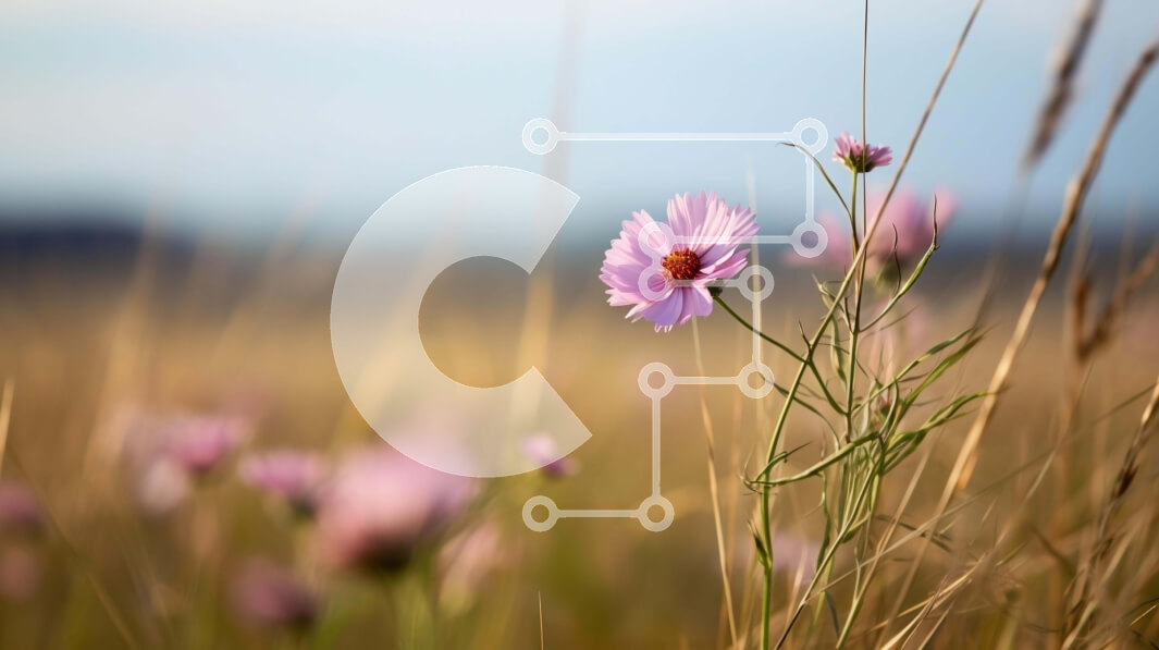 Intra Συλλεκτικό Ξύλινο Παζλ Plywood  4mm - Πεδίο με ψηλά χόρτα με ροζ λουλούδια Σε Ξύλινο Κουτί - Διαστάσεις: 10x10 cm – 25 κομμάτια