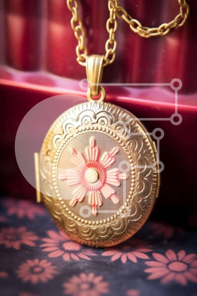 Intra Συλλεκτικό Ξύλινο Παζλ Plywood  4mm - Χρυσό κολιέ με λουλούδια σε διακοσμητικό κουτί με λουλούδια Σε Ξύλινο Κουτί - Διαστάσεις Puzzle: 10x10 cm – 25 κομμάτια