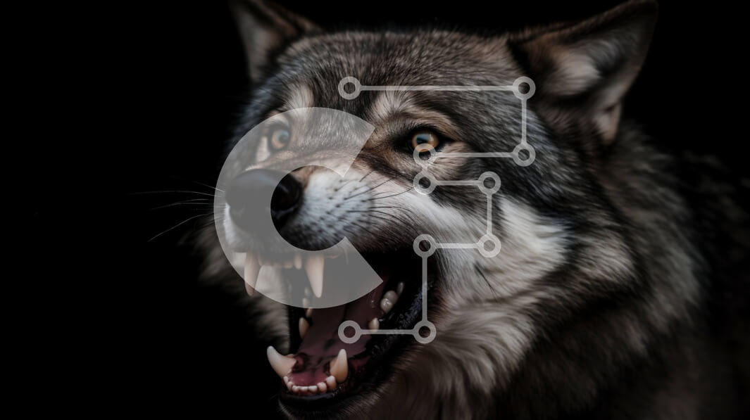 Σετ των 2 Intra Συλλεκτικό Ξύλινο Παζλ Plywood  4mm - Εκφοβιστική εικόνα ενός γκρίζου λύκου που βγάζει τα δόντια του Σε Ξύλινο Κουτί - Διαστάσεις: 10x10 cm – 25 κομμάτια