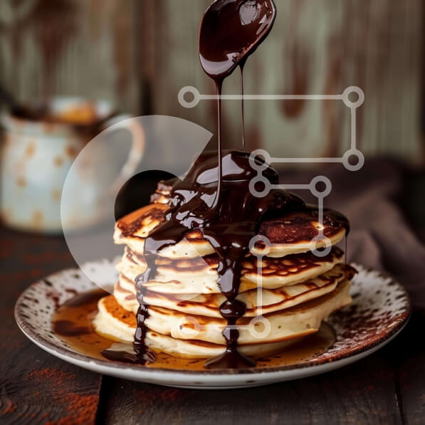 Σετ των 2 Intra Συλλεκτικό Ξύλινο Παζλ Plywood  4mm - Στοίβα τηγανίτες με σιρόπι σοκολάτας Σε Ξύλινο Κουτί - Διαστάσεις: 10x10 cm – 25 κομμάτια